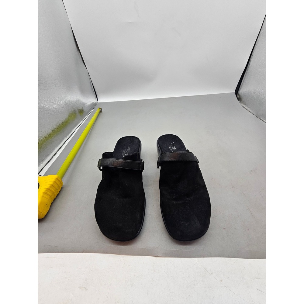 Vionic Orthaheel Adelaide Black Suede Clogs Mule Wedge Shoes Women 6 372ADELAIDE